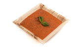 7 inch square palm leaf bowl with soup