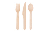 Birch wood fork, knife, and spoon
